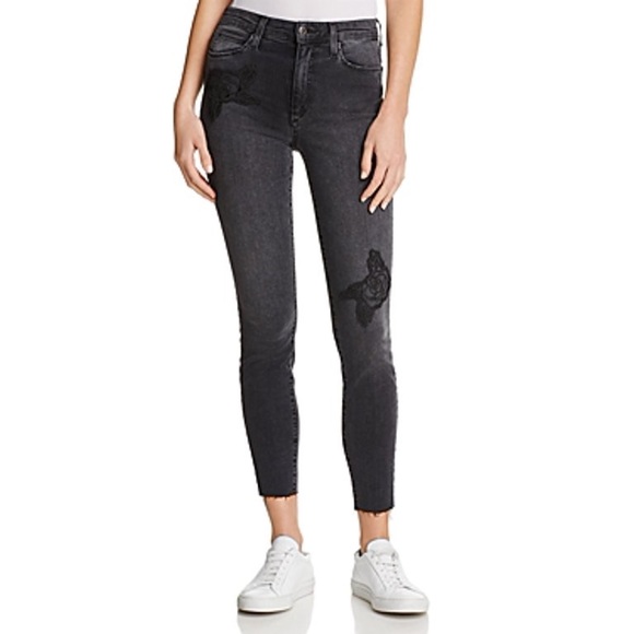 Joe’s Jeans The Charlie Skinny Ankle Grey Embroidered flowers Size 26 - Picture 1 of 12